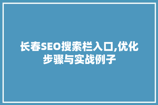 长春SEO搜索栏入口,优化步骤与实战例子  第1张