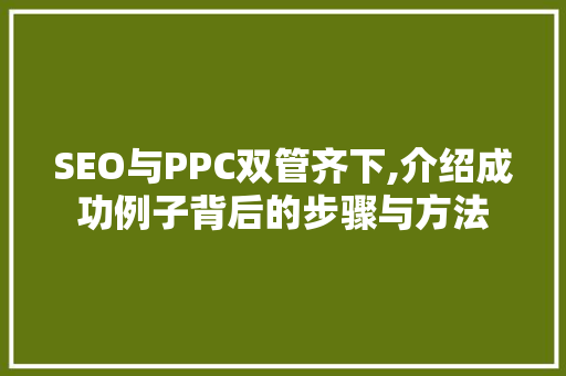 SEO与PPC双管齐下,介绍成功例子背后的步骤与方法