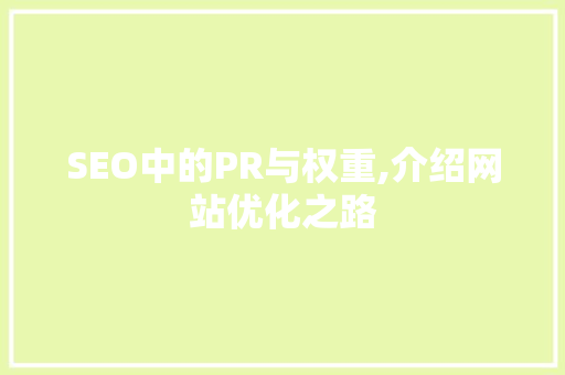 SEO中的PR与权重,介绍网站优化之路