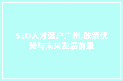 SEO人才落户广州,政策优势与未来发展前景