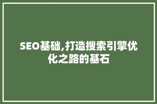 SEO基础,打造搜索引擎优化之路的基石
