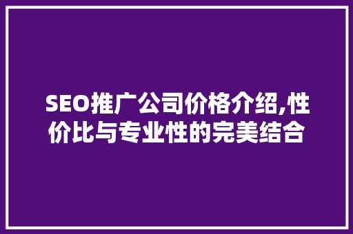 SEO推广公司价格介绍,性价比与专业性的完美结合