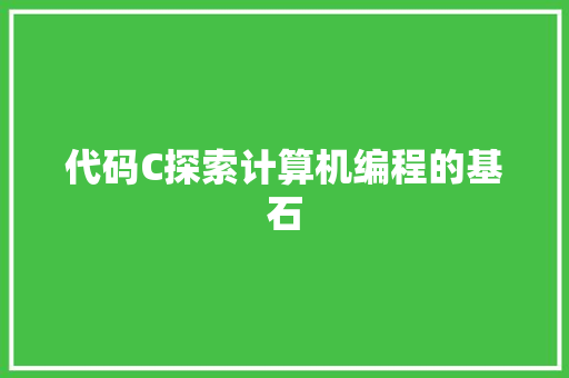 代码C探索计算机编程的基石