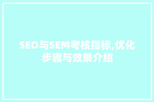 SEO与SEM考核指标,优化步骤与效果介绍