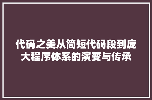 代码之美从简短代码段到庞大程序体系的演变与传承