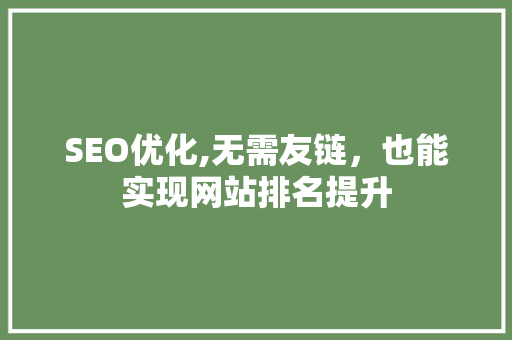 SEO优化,无需友链，也能实现网站排名提升