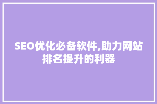 SEO优化必备软件,助力网站排名提升的利器  第1张