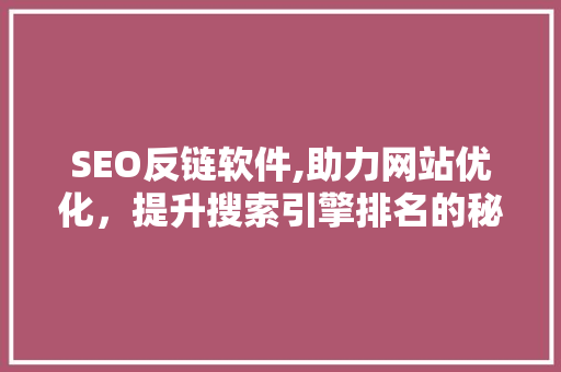 SEO反链软件,助力网站优化，提升搜索引擎排名的秘密武器