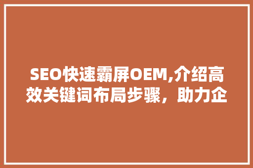 SEO快速霸屏OEM,介绍高效关键词布局步骤，助力企业抢占市场先机