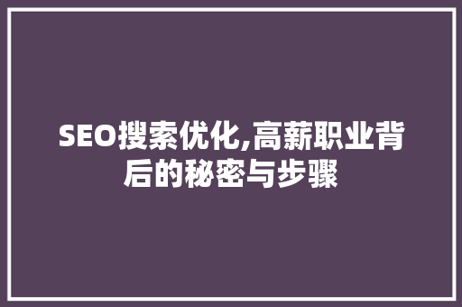 SEO搜索优化,高薪职业背后的秘密与步骤
