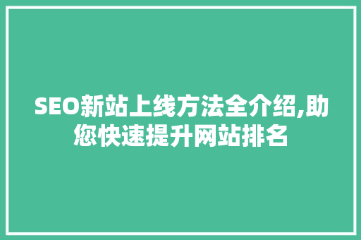 SEO新站上线方法全介绍,助您快速提升网站排名