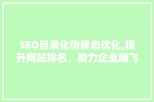 SEO目录化伪静态优化,提升网站排名，助力企业腾飞