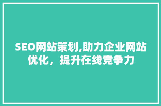 SEO网站策划,助力企业网站优化，提升在线竞争力
