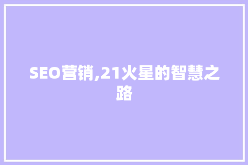 SEO营销,21火星的智慧之路