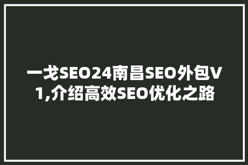 一戈SEO24南昌SEO外包V1,介绍高效SEO优化之路