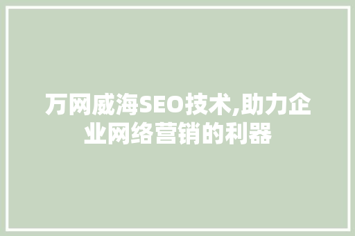 万网威海SEO技术,助力企业网络营销的利器