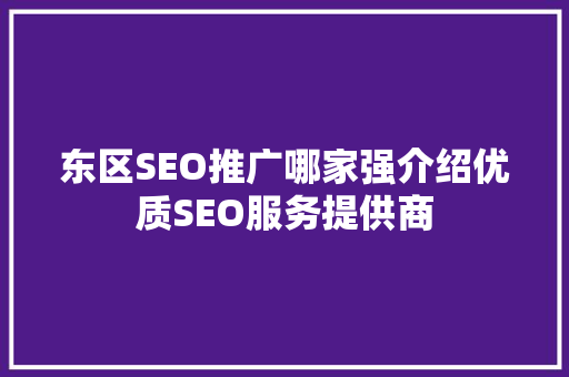 东区SEO推广哪家强介绍优质SEO服务提供商