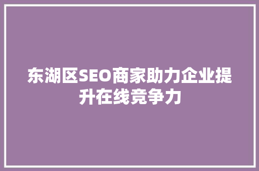 东湖区SEO商家助力企业提升在线竞争力  第1张