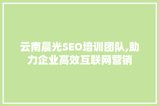 云南晨光SEO培训团队,助力企业高效互联网营销
