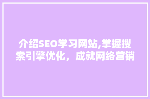 介绍SEO学习网站,掌握搜索引擎优化，成就网络营销高手