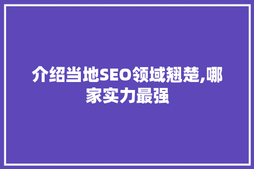 介绍当地SEO领域翘楚,哪家实力最强