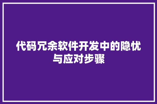 代码冗余软件开发中的隐忧与应对步骤