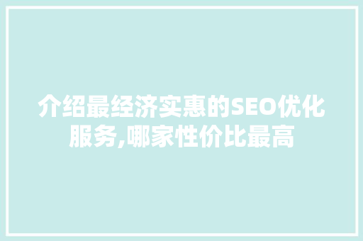 介绍最经济实惠的SEO优化服务,哪家性价比最高