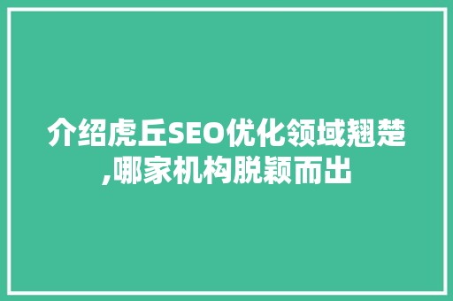 介绍虎丘SEO优化领域翘楚,哪家机构脱颖而出