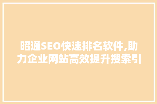 昭通SEO快速排名软件,助力企业网站高效提升搜索引擎优化排名
