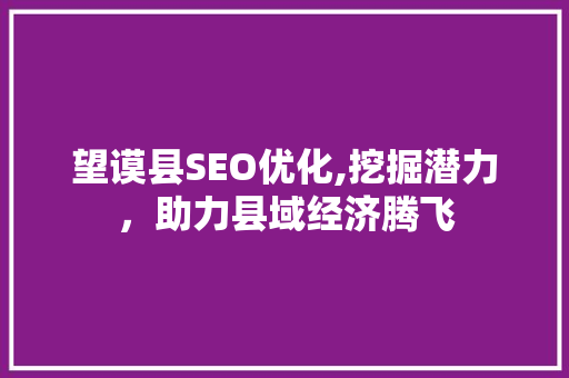 望谟县SEO优化,挖掘潜力，助力县域经济腾飞