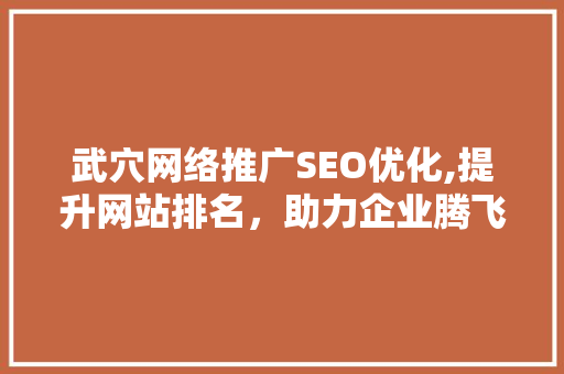 武穴网络推广SEO优化,提升网站排名，助力企业腾飞  第1张