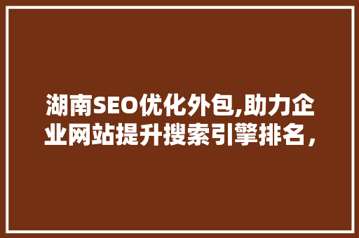 湖南SEO优化外包,助力企业网站提升搜索引擎排名，抢占市场先机