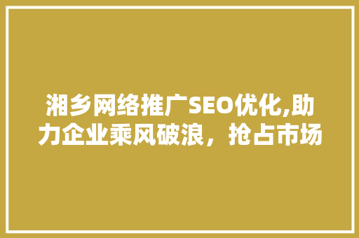 湘乡网络推广SEO优化,助力企业乘风破浪，抢占市场先机