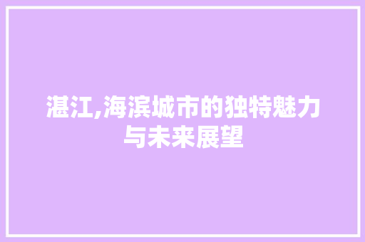 湛江,海滨城市的独特魅力与未来展望