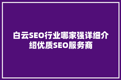 白云SEO行业哪家强详细介绍优质SEO服务商  第1张