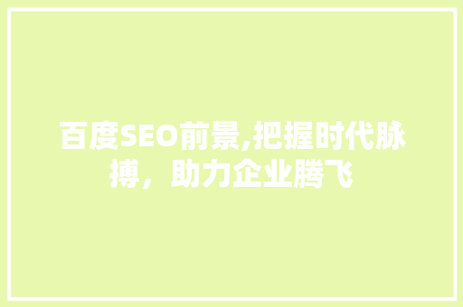 百度SEO前景,把握时代脉搏，助力企业腾飞