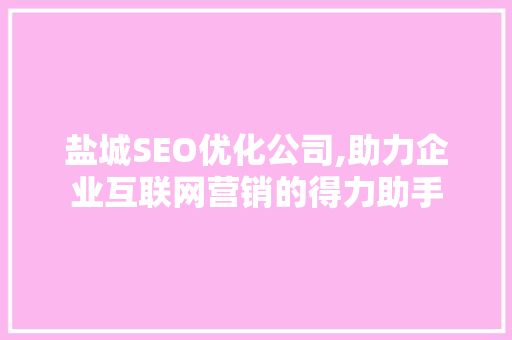 盐城SEO优化公司,助力企业互联网营销的得力助手