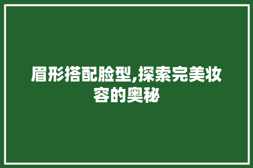眉形搭配脸型,探索完美妆容的奥秘