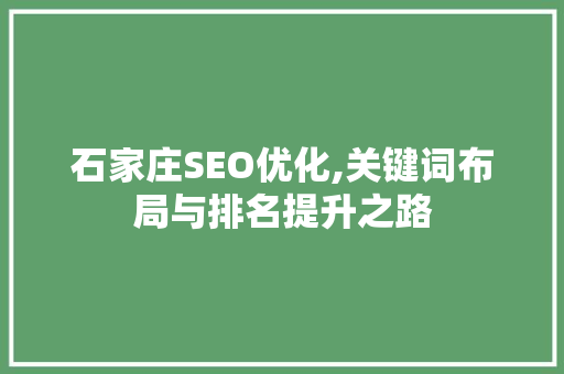 石家庄SEO优化,关键词布局与排名提升之路