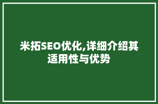 米拓SEO优化,详细介绍其适用性与优势