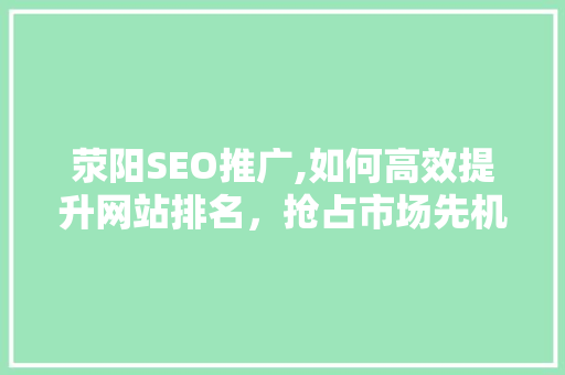 荥阳SEO推广,如何高效提升网站排名，抢占市场先机