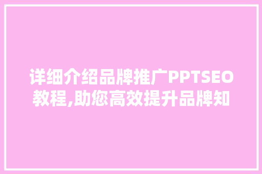 详细介绍品牌推广PPTSEO教程,助您高效提升品牌知名度  第1张