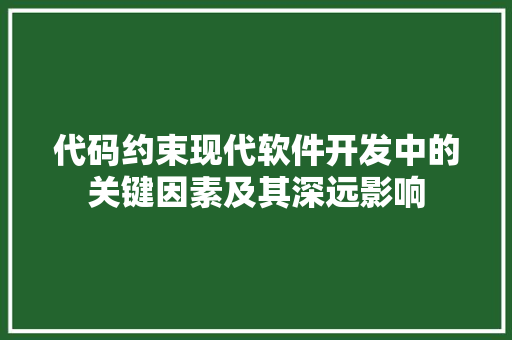 代码约束现代软件开发中的关键因素及其深远影响
