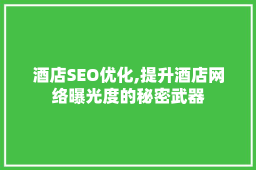 酒店SEO优化,提升酒店网络曝光度的秘密武器