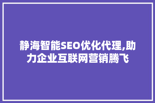 静海智能SEO优化代理,助力企业互联网营销腾飞