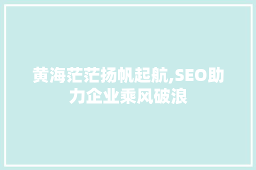 黄海茫茫扬帆起航,SEO助力企业乘风破浪  第1张