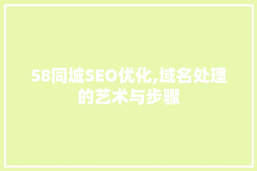 58同城SEO优化,域名处理的艺术与步骤  第1张