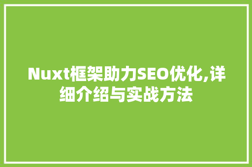 Nuxt框架助力SEO优化,详细介绍与实战方法