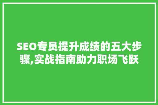 SEO专员提升成绩的五大步骤,实战指南助力职场飞跃