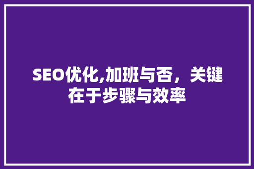 SEO优化,加班与否，关键在于步骤与效率